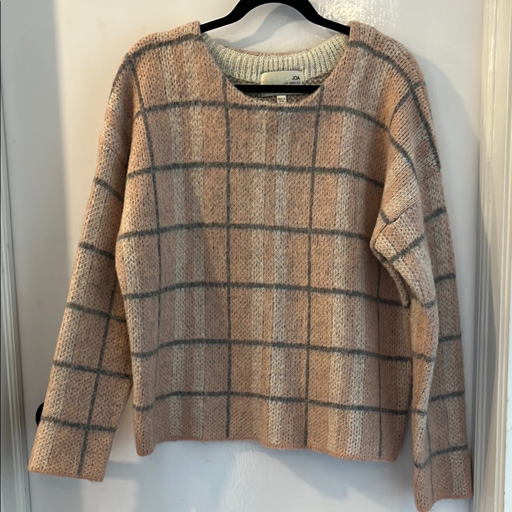 J.O.A. Pink and Gray Crew Neck Sweater